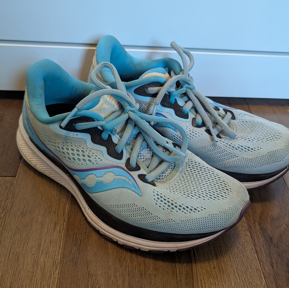 Blue Saucony Ride Running Shoes